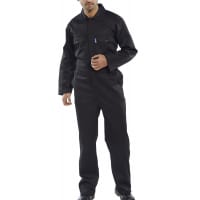 Beeswift Coverall Basic with Popper Front Opening PolyCotton Medium Black Ref 51702