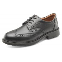 Beeswift Brogue Safety Shoes S1 PU/Leather Upper Steel Toecap Size 7 (41) Black Ref SW201107