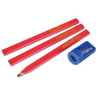 Faithfull Carpenters' Pencils Red (Pack 3 + Sharpener)