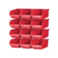 Faithfull 12 Plastic Storage Bins with Wall Mounting Rails