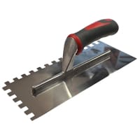 Faithfull Notched Trowel Serrated 10mm Stainless Steel Soft Grip Handle 13x4.1/2in