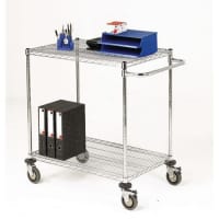 Adjustable Chrome Wire Trolley with Two Shelves H x D x L mm: 965 x 610 x 914