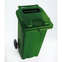 Two Wheeled Bins With Special Apertures - Green - 240 Litre - Confidential Waste 2 Wheeled Bins With Slot And Standard Lid Lock