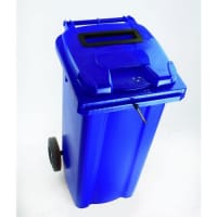 Two Wheeled Bins With Special Apertures - Blue - 240 Litre - Confidential Waste 2 Wheeled Bins With Slot And Standard Lid Lock