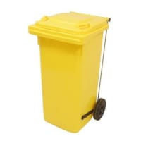 Pedal operated wheelie bins, 80L Yellow