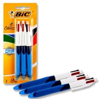 Bic Pack of 3 4 Colour Ballpoint Pens Grip - Comfortable Writing Experience