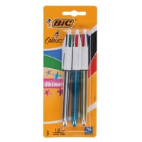 Bic Pack of 3 4 Colour Ballpoint Pens Shine - Stylish Writing Instruments