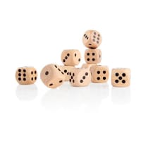 Clever Kidz Wooden Dice with Dots 25mm Pack of 10 - Classic Wooden Dice for Games and Learning