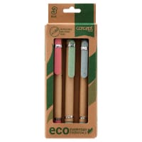 Concept Green Pack of 3 Retractable Ballpoint Pens - Eco Writing Essentials