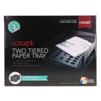 Concept Two-Tiered Paper Tray - Black, Sleek & Organized Desk Accessory