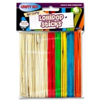 Crafty Bitz Wooden Lollipop Sticks Pack of 50 - Assorted Colours for Crafting