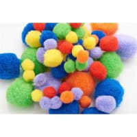 Crafty Bitz Pom Poms Primary Colours, Assorted Sizes Pack of 60