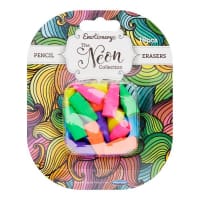 Emotionery Card 18 Pencil Top Erasers - Neon Collection