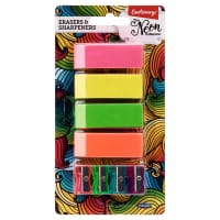 Emotionery Neon Sharpeners & Erasers Pack of 8 - Bright Stationery Accessories