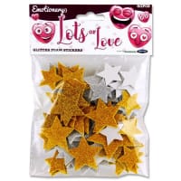 Emotionery Glitter Foam Stickers Pack of 60 - Lots Of Love Stars - Fun Craft Stickers