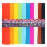 Icon Craft Assorted Crepe Paper Pack of 10 - 50cm x 2M - Colourful Craft Paper