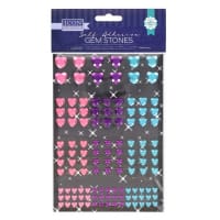 Icon Craft Self Adhesive Heart Gem Stones Assorted Colors Pack of 120 Pieces