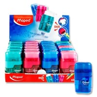 Maped Duo Connect Twin Hole Sharpener & Eraser Assorted Colours - Practical Art Tool