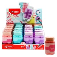 Maped Pastel Duo Twin Hole Sharpener/Eraser Assorted Colours - Handy School Tool