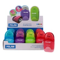Milan Capsule Sharpener and Eraser Assorted Colours - Compact and Convenient