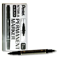 Pentel N75W Twin Tip Permanent Marker Black - Dual Use for Art and Writing