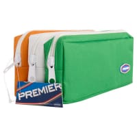 Premier 3 Pocket Zip Pencil Case Green, White & Gold - Versatile and Stylish for All Your Writing Tools