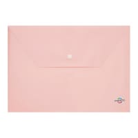 Premier A4 Pastel Button Document Wallet Pink Sherbet - Handy for School & Office