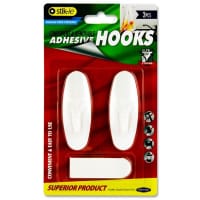 Stik-Ie Removable Adhesive Plastic Hooks Pack of 2 - 80x29mm - Handy Wall Hooks