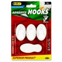Stik-Ie Pack of 3 Removable Adhesive Plastic Hooks 54mm x 33mm - Essential stationery for organization