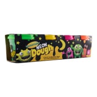 World Of Colour Neon Play Dough 4x140g Pots with Mould Lid - Colorful Fun for Imagination