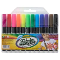 World Of Colour Washable Fabric Markers Pack of 12 - Create Lasting Designs on Fabric