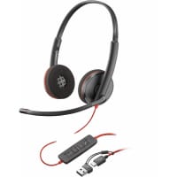 POLY Blackwire 3220 Stereo USB-C Black Headset +USB-C/A Adapter