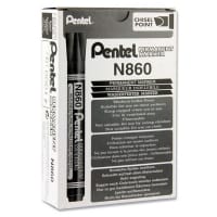 Pentel N860 Permanent Marker Chisel Point Black - Ideal for Bold Writing