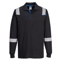 Portwest FR711 WX3 Flame Resistant Long Sleeve Polo Black XL