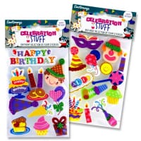 Emotionery 3D Celebration Stuff Foam Stickers - Happy Birthday 2 Assorted Fun Stickers for Celebrations