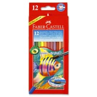 Faber Castell Box 12 Water Colour Pencils W/Brush Ideal for Watercolour Artists and Crafters