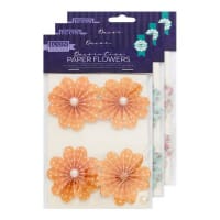 Icon Craft Pack of 4 Decorative Paper Flowers 3 Assorted - Assorted Decorative Paper Flowers for DIY Projects