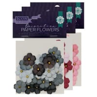 Icon Craft Pack of 30 Decorative Paper Flowers 3 Assorted - Decorative Paper Flowers for Creative DIY Projects