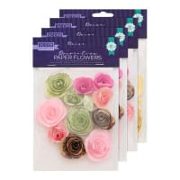 Icon Craft Decorative Paper Flowers Single Pack of 12 Individual Flowers Assorted Designs & Colours