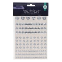 Icon Craft Pack of 120 Self Adhesive Gem Stones - Silver - Silver Self-Adhesive Gem Stones for Decorative Crafts