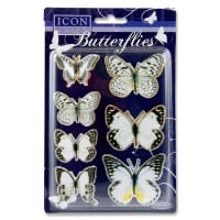 Icon Craft Butterfly Embellishments - White 2 Assorted Vibrant Embellishments for Craft Projects