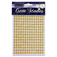 Icon Craft Pack of 210 Self Adhesive Gem Stones 6mm - Pearl Gold - Pearl Gold Self-Adhesive Gem Stones for Craft Projects