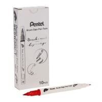 Pentel Brush Sign Pen Twin Tip Red - Dual-Tip Red Brush Pen for Artistic Expression