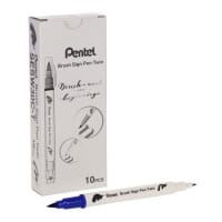 Pentel Brush Sign Pen Twin Tip Blue - Dual-Tip Blue Brush Pen for Art and Design