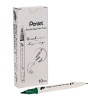 Pentel Brush Sign Pen Twin Tip Green - Green Brush Pen for Artistic Detailing and Crafting