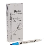 Pentel Brush Sign Pen Twin Tip Sky Blue - Sky Blue Brush Pen for Artistic Detailing