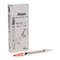 Pentel Brush Sign Pen Twin Tip Pale Orange - Pale Orange Brush Pen for Soft, Subtle Artworks