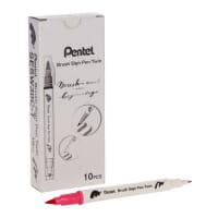 Pentel Brush Sign Pen Twin Tip Carmine - Vibrant Carmine Brush Pen for Art Projects