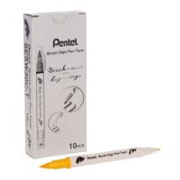 Pentel Brush Sign Pen Twin Tip Yellow - Yellow Brush Pen for Bright Artistic Creations