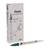 Pentel Brush Sign Pen Twin Tip Dark Green - Dual-Tip Dark Green Brush Pen for Art Projects